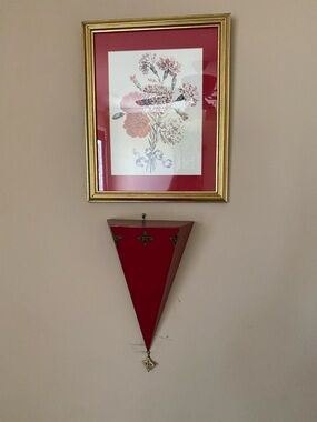 Gold Framed Floral Print with Red Mat